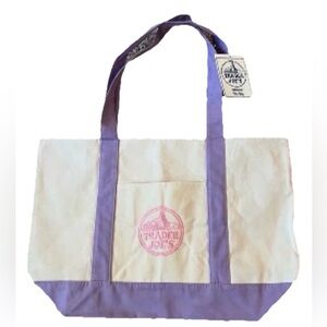 Trader Joe’s Canvas Limited Release Tote Shopping Bag LARGE Lavender NWT In Hand